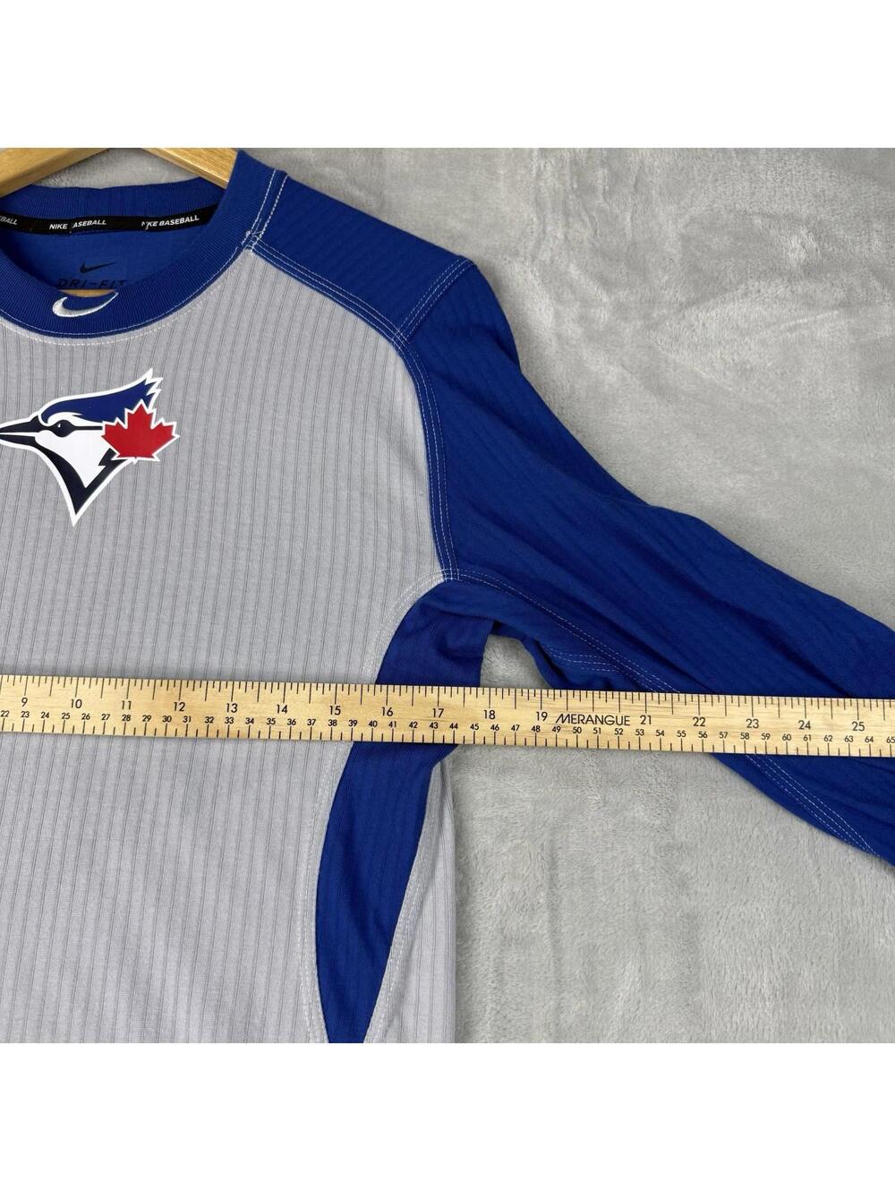 Nike Baseball Toronto Blue Jays Long Sleeve Shirt MLB Grey Blue Size M Athletic - Picture 4 of 9